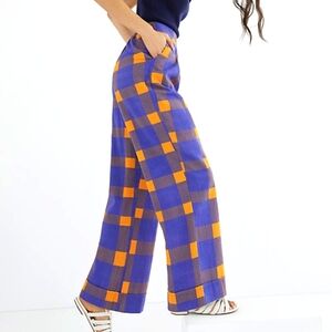 Anthropologie Plaid Barrel Leg Pant
